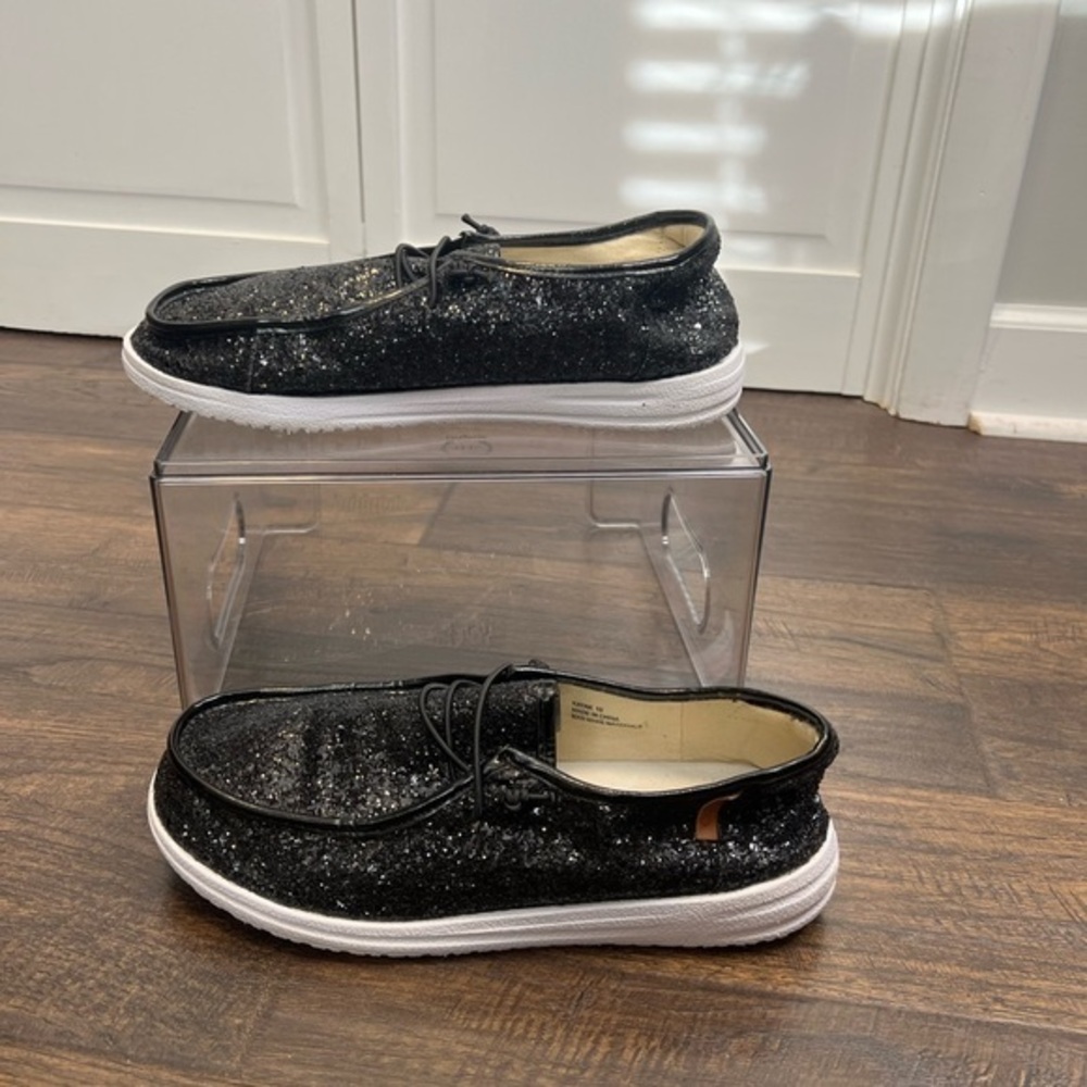 Corky’s Kayak Slip-On Boat Shoes Size Women’s 10 Color Black Glitter